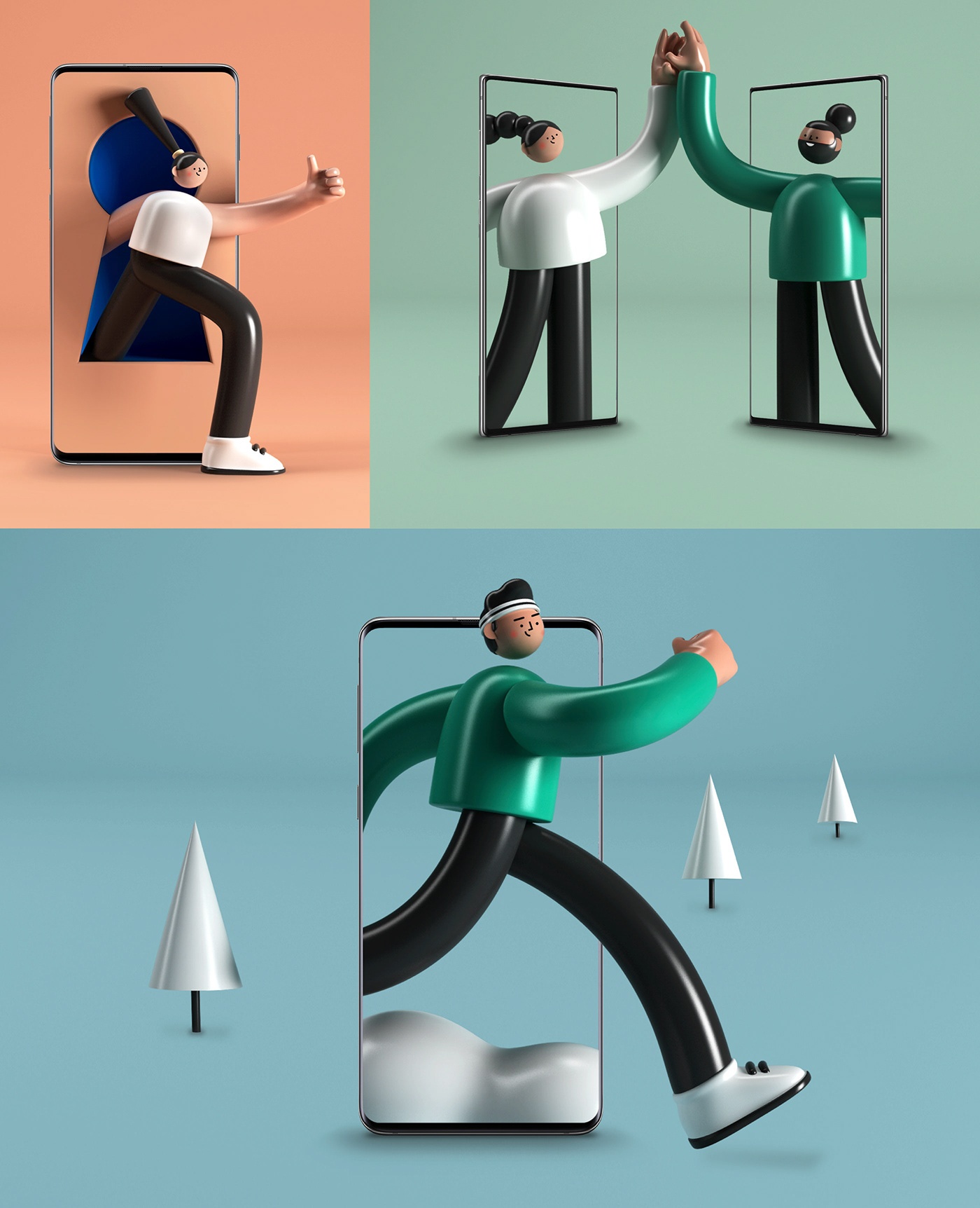 Samsung 3D Characters 3D design c4d cinema 4d characters ILLUSTRATION  CGI Render