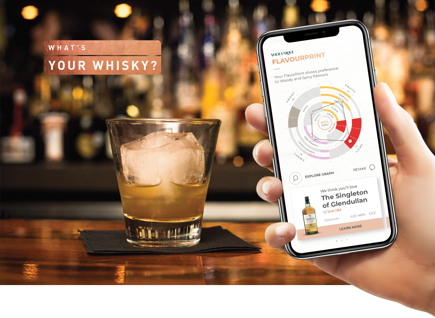 cx design diageo interface design Mobile app mobile website tool ui design visualization Whisky