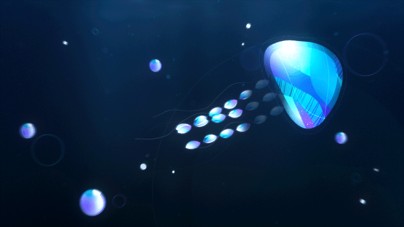 vector modern contemporary flower orbs Flying kaleidoscope woman supplements jellyfish