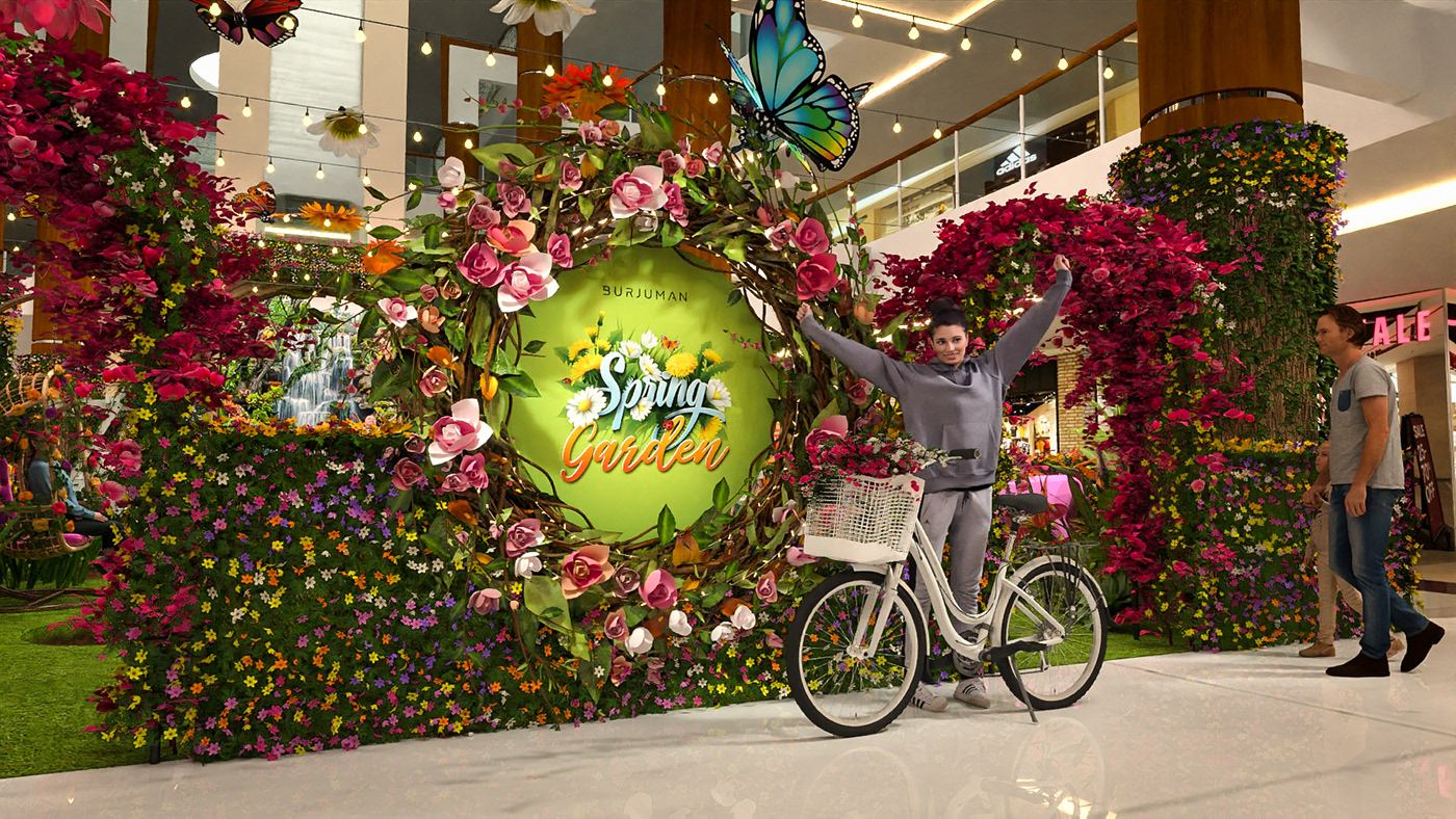 3d design flowers decor mall activation mall decor