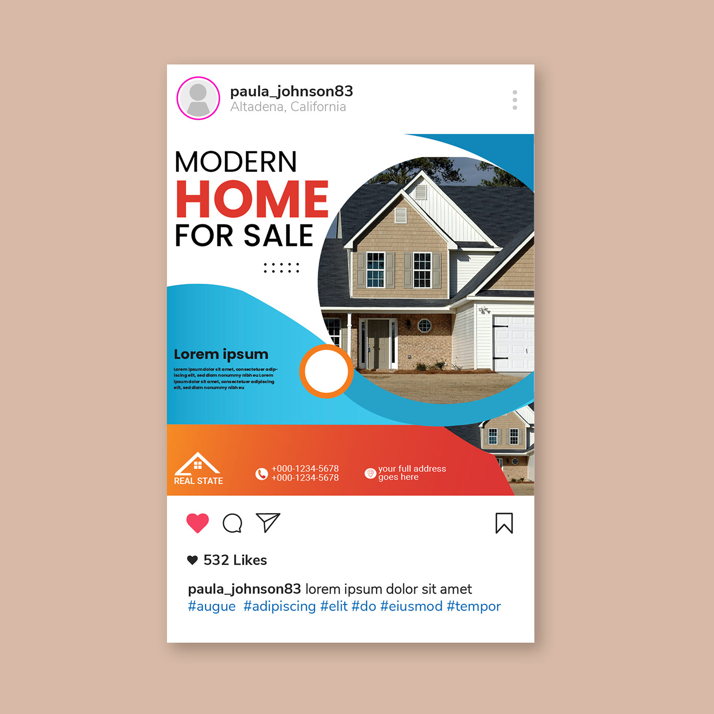 modern home hosue real estate Advertising  marketing   Social media post Socialmedia ads post