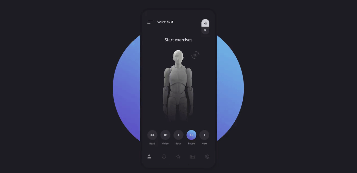 voice gym music songs ios android app Audio UI/UX black