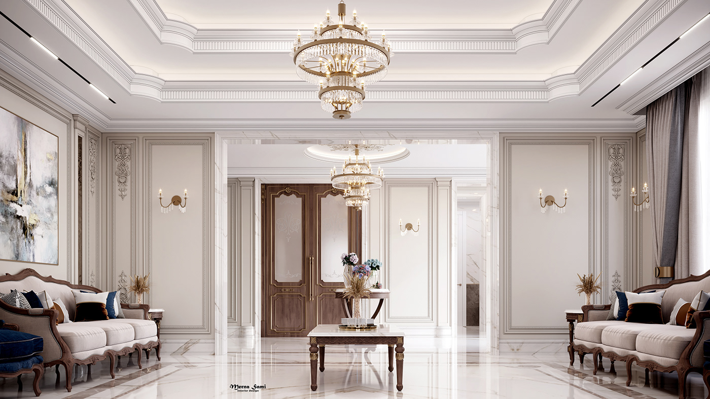Classic interior design  corona Render Entrance Villa luxury elegant CLASSIC MEN MAJLES men majles