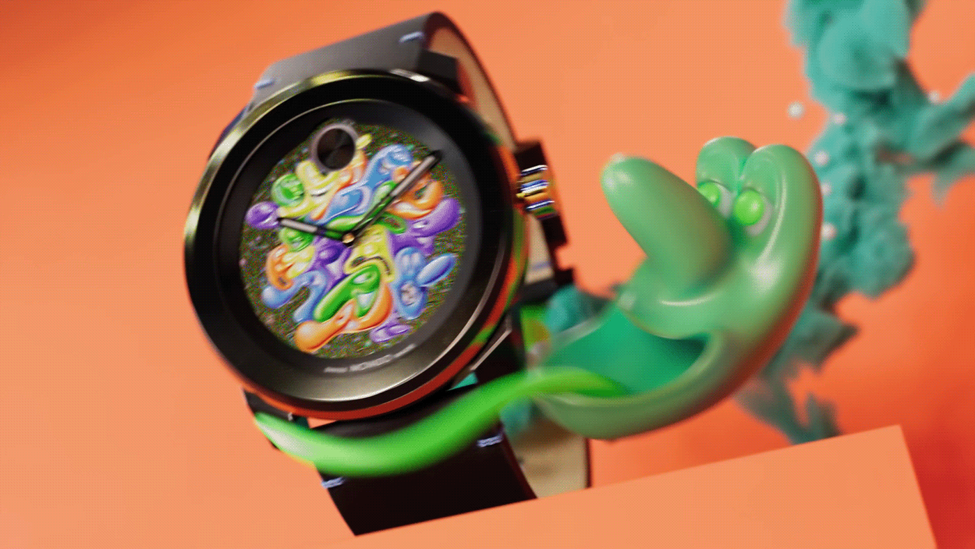 watch design motion graphics  cinema 4d 3D animation  houdini float colors