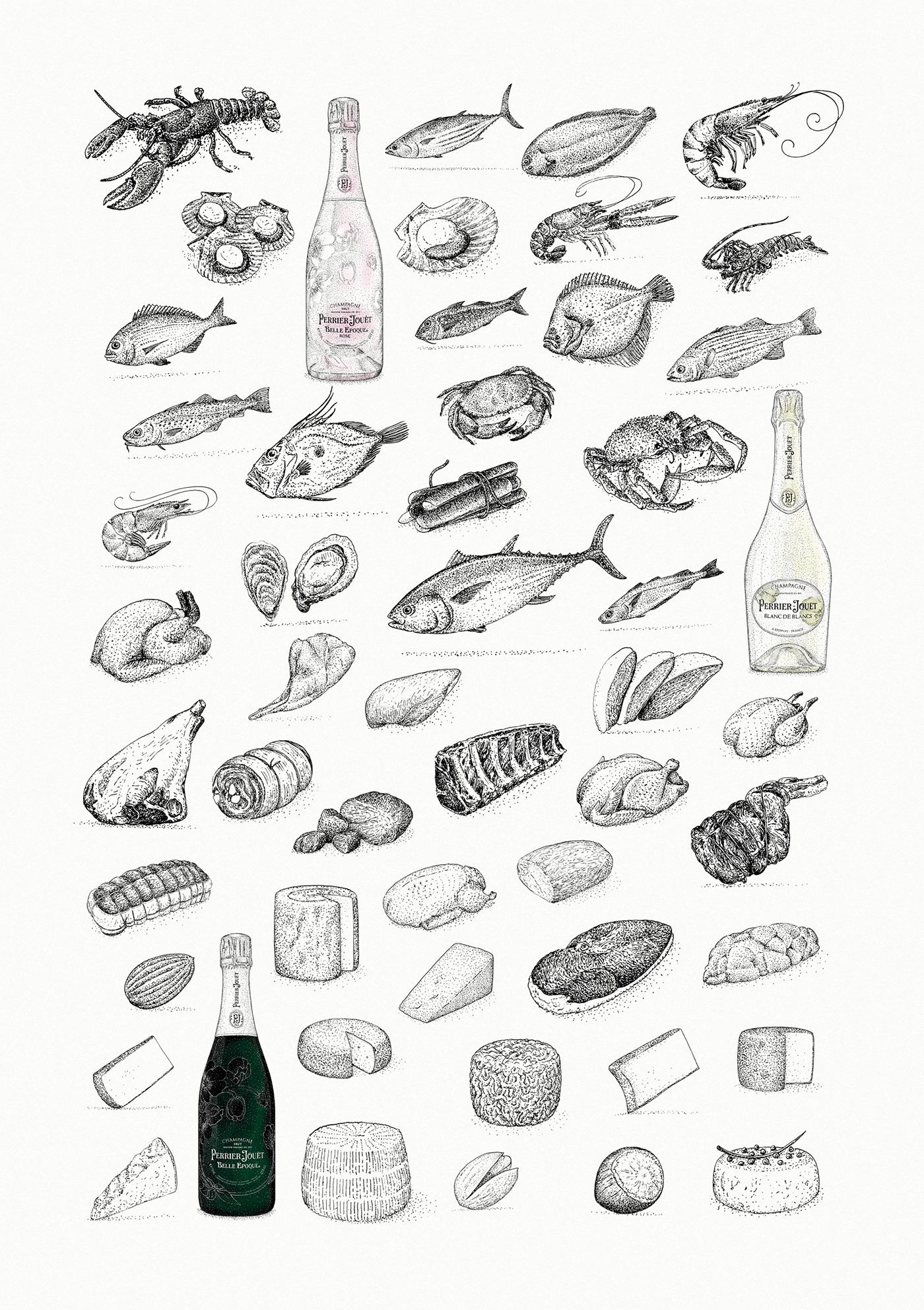 Champagne Food  ILLUSTRATION  Perrier-Jouet