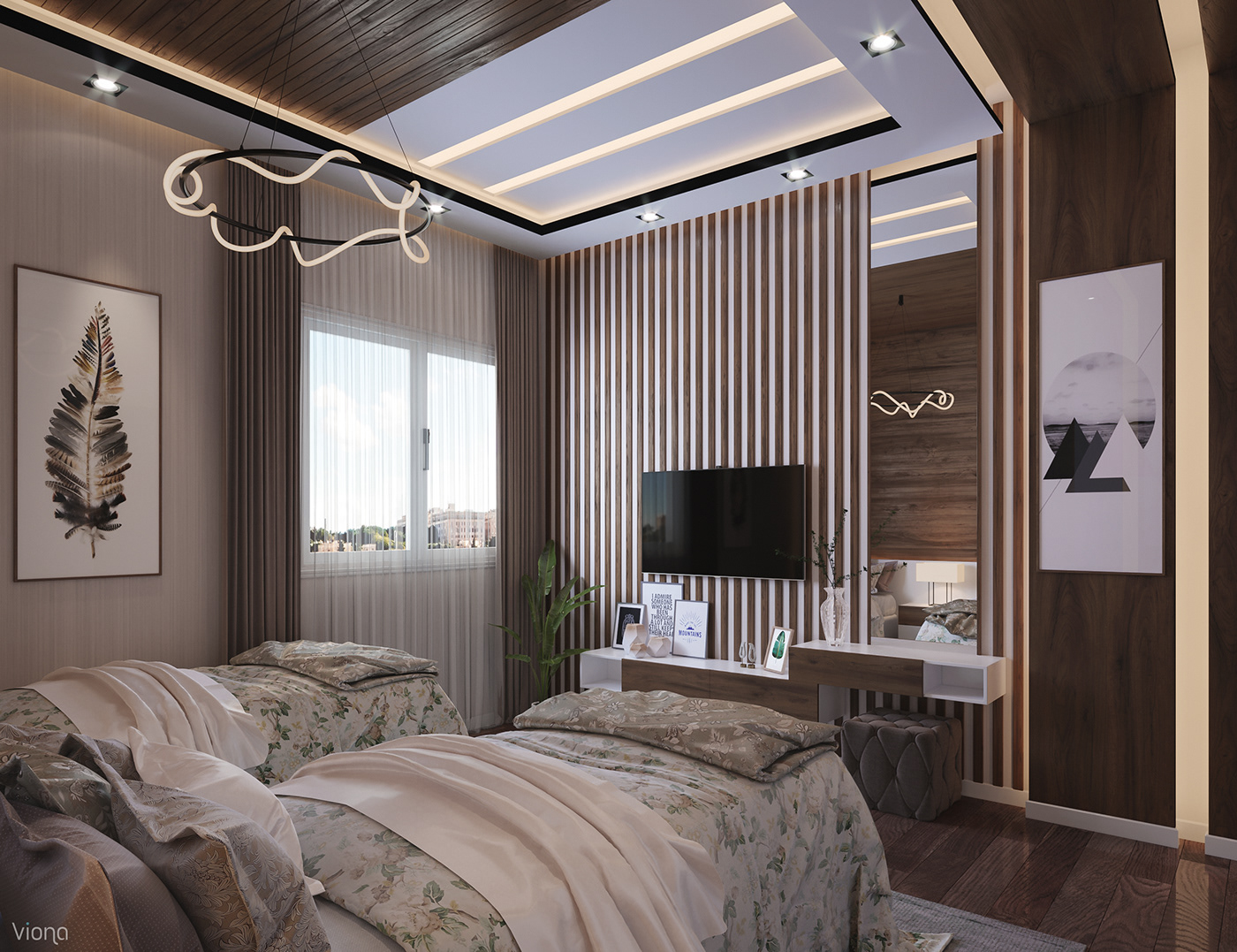 Interior design viona studio modern hotel bedroom livingroom kidsroom Render visual