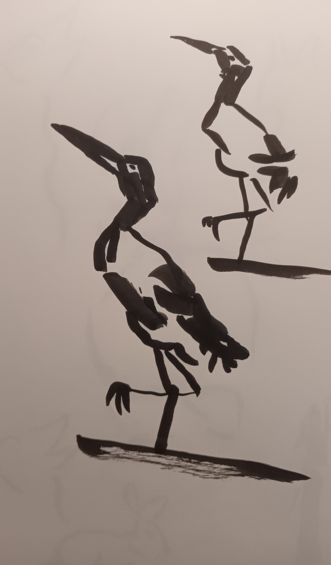 sumie painting   cranes Turtle tortoise japanese frog ink
