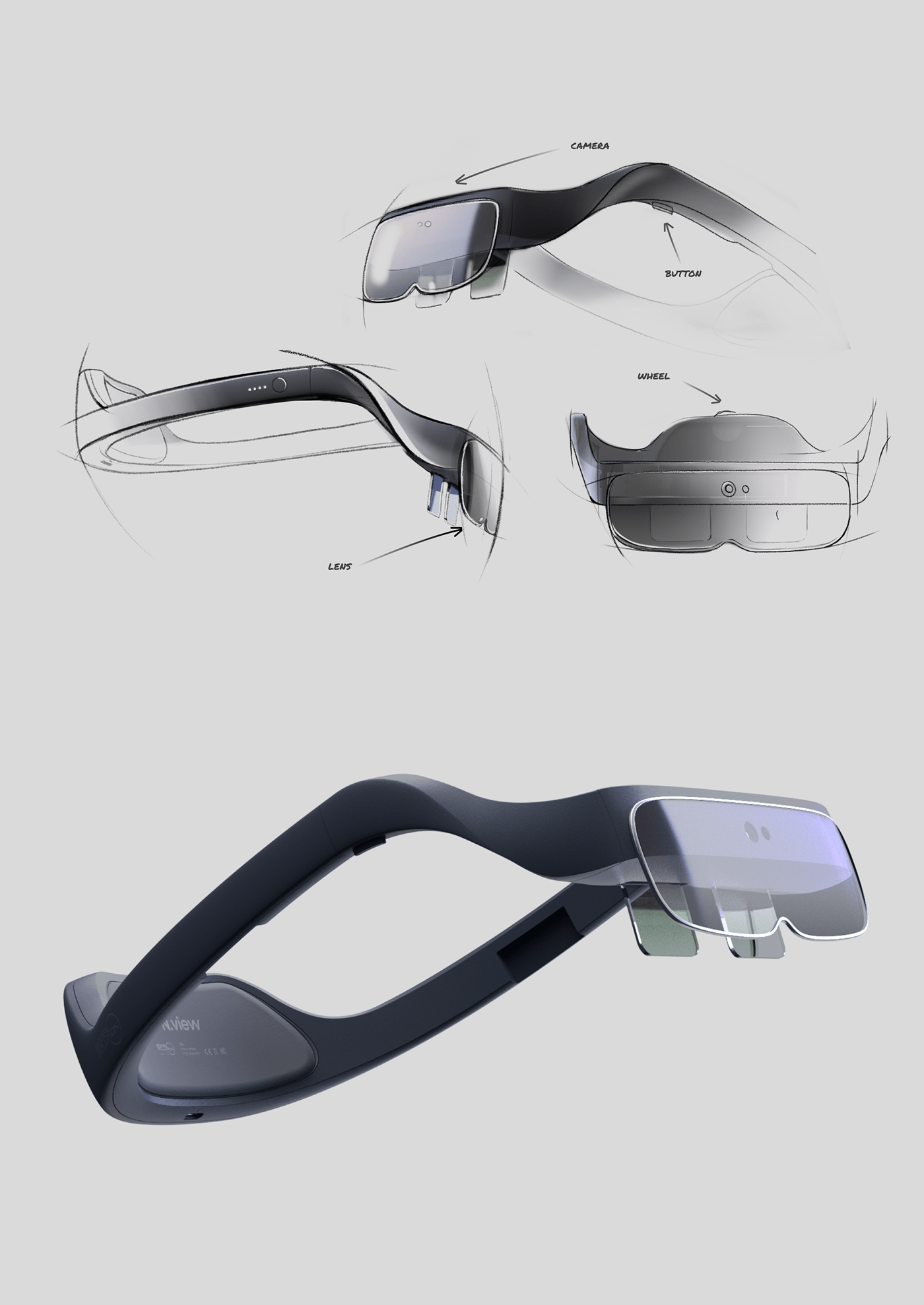3D AR device AR Glasses industrial design  Koreadesignmembership Mockup modelsolution Smart vrglasses Wearable