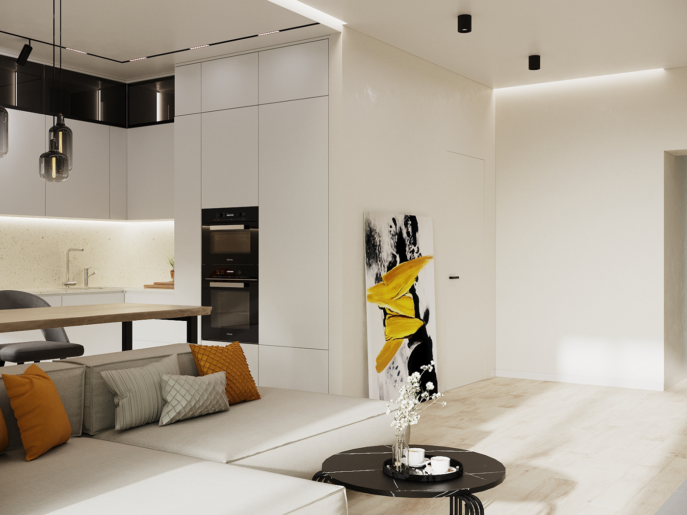 3D architecture design Interior minimal modern Render visualization