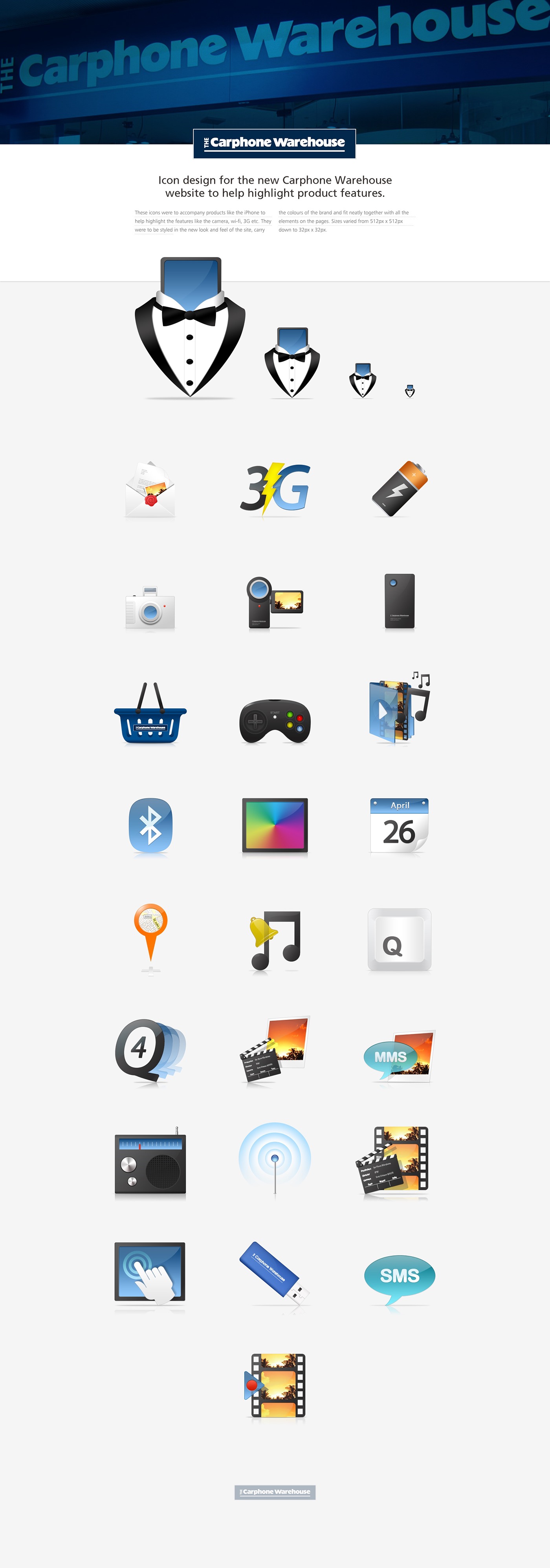 Adobe Portfolio Carphone Warehouse icons blue Website iconography
