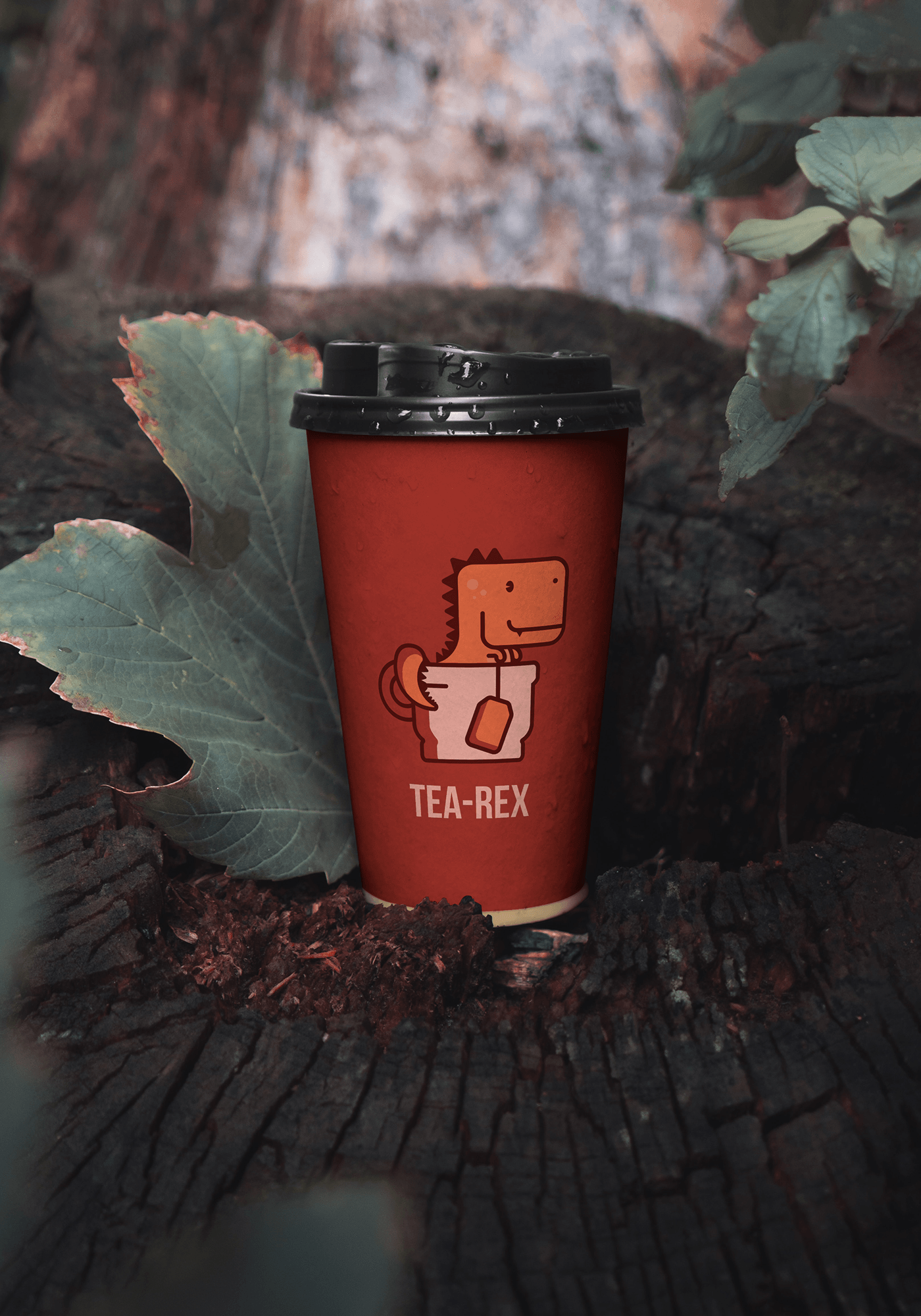 logo Logo Design visual identity brand identity t-rex drink product design  cartoon cup tea