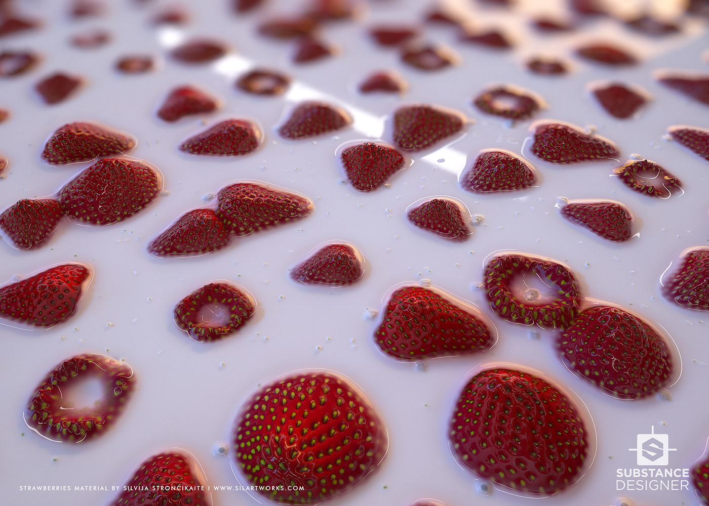 #3Dartist #Strawberries #material #proceduralmaterial #DigitalArt #cgi #textures   #madewithsubstance #substancedesigner #marmosettoolbag