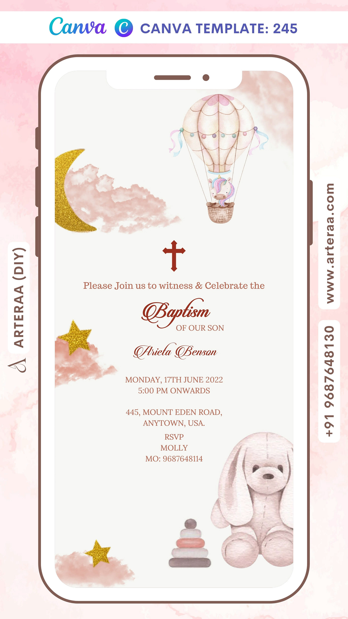 Baptism Invitation cartoon Adobe Photoshop design graphic design  Invitation Card canva cristian Illustrator