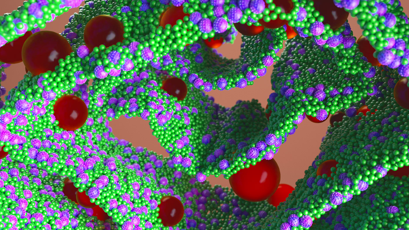 xparticles cinema4d simulations particles colors spheres nano medicine 3D