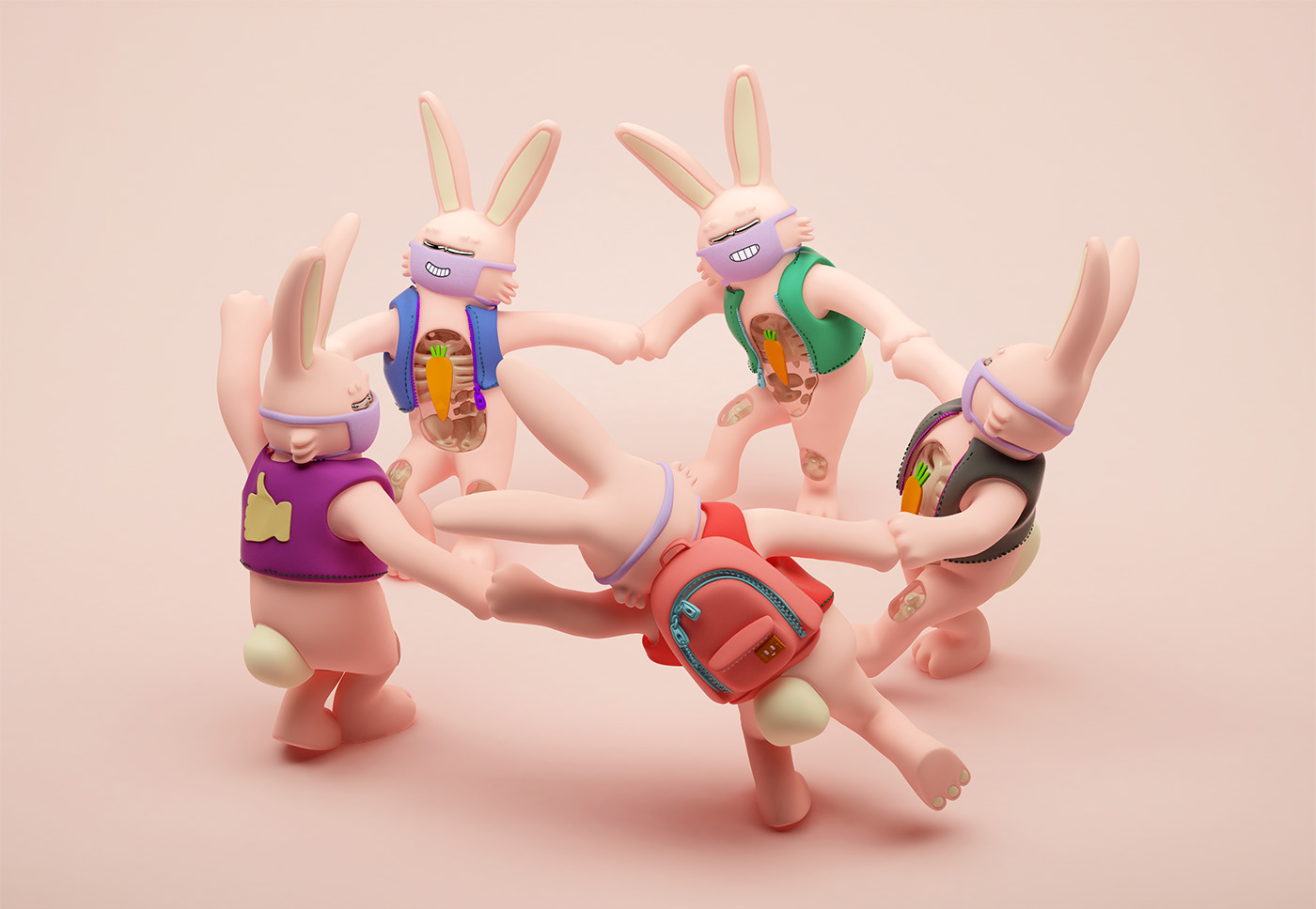 design Character 3D c4d rabbit pink art digital cute bunny
