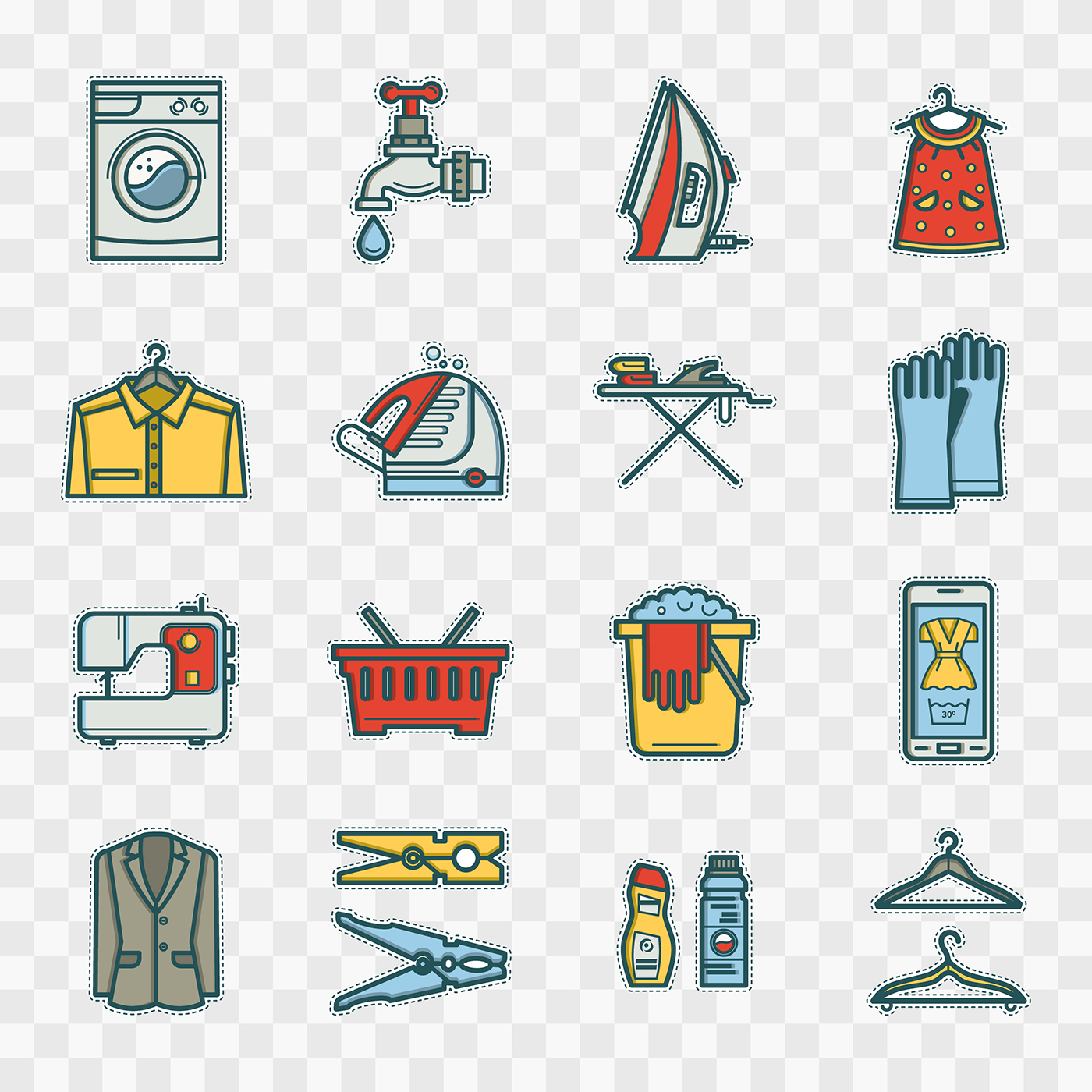 Free laundry room linear icons