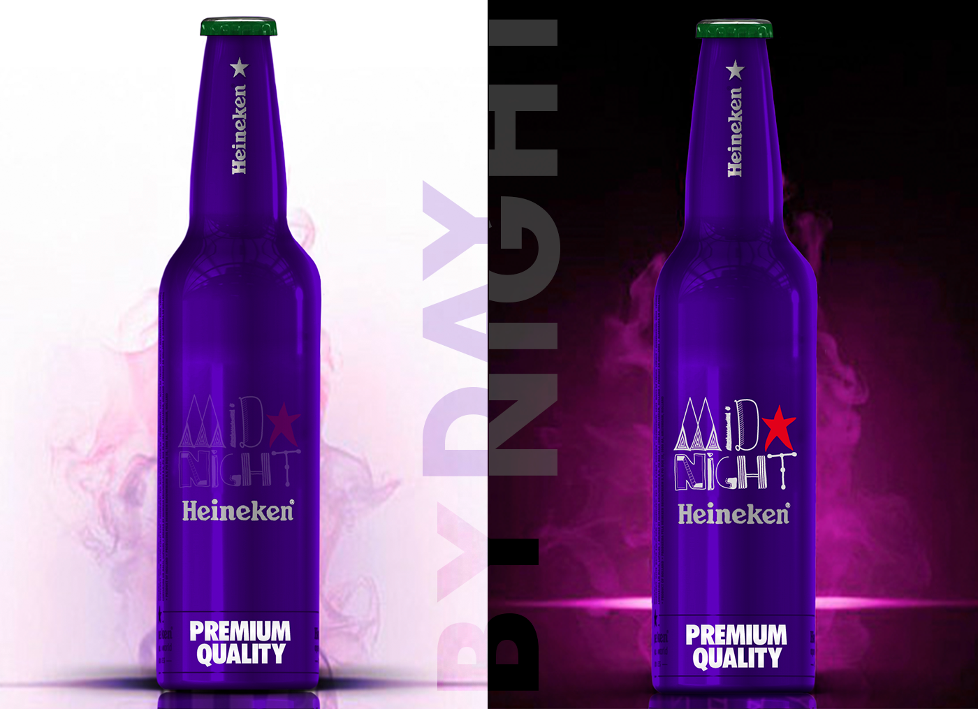 branding  typography beer heineken night package