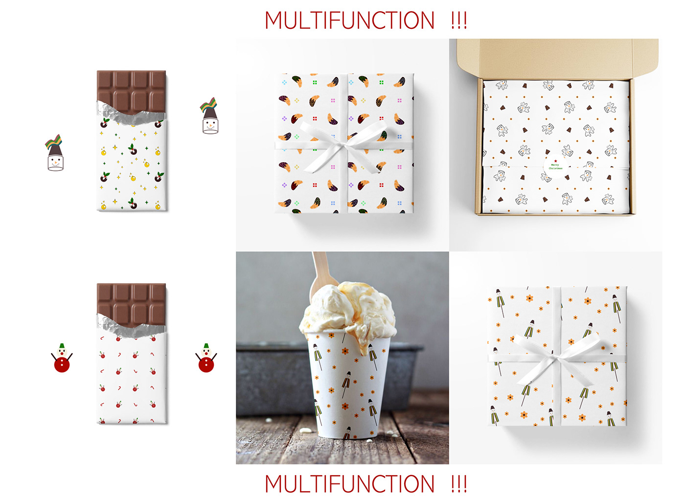 Minimalists pattern vector Christmas winter print Packaging Tropical seamless fabric chocolate Sweets floral cake marshmallows Tree 