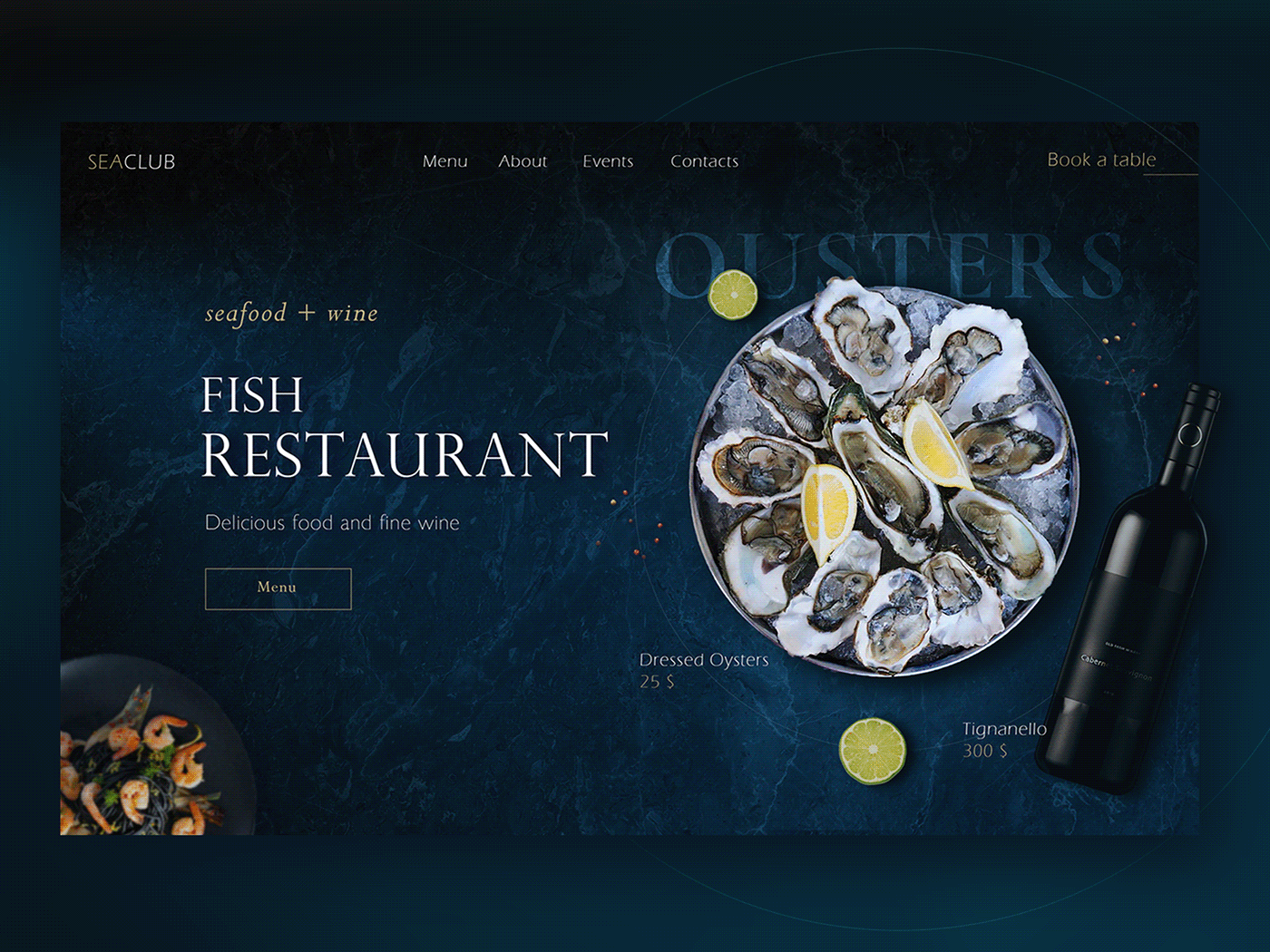 Food  restaurant seafood UI ux uxui weal Web Web Banner ресторан