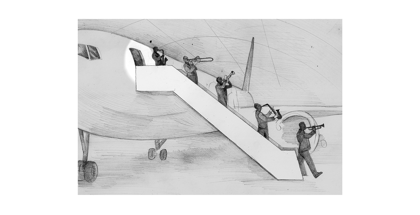 airplane airport concert storyboard storyboarding   Drawing  ILLUSTRATION 