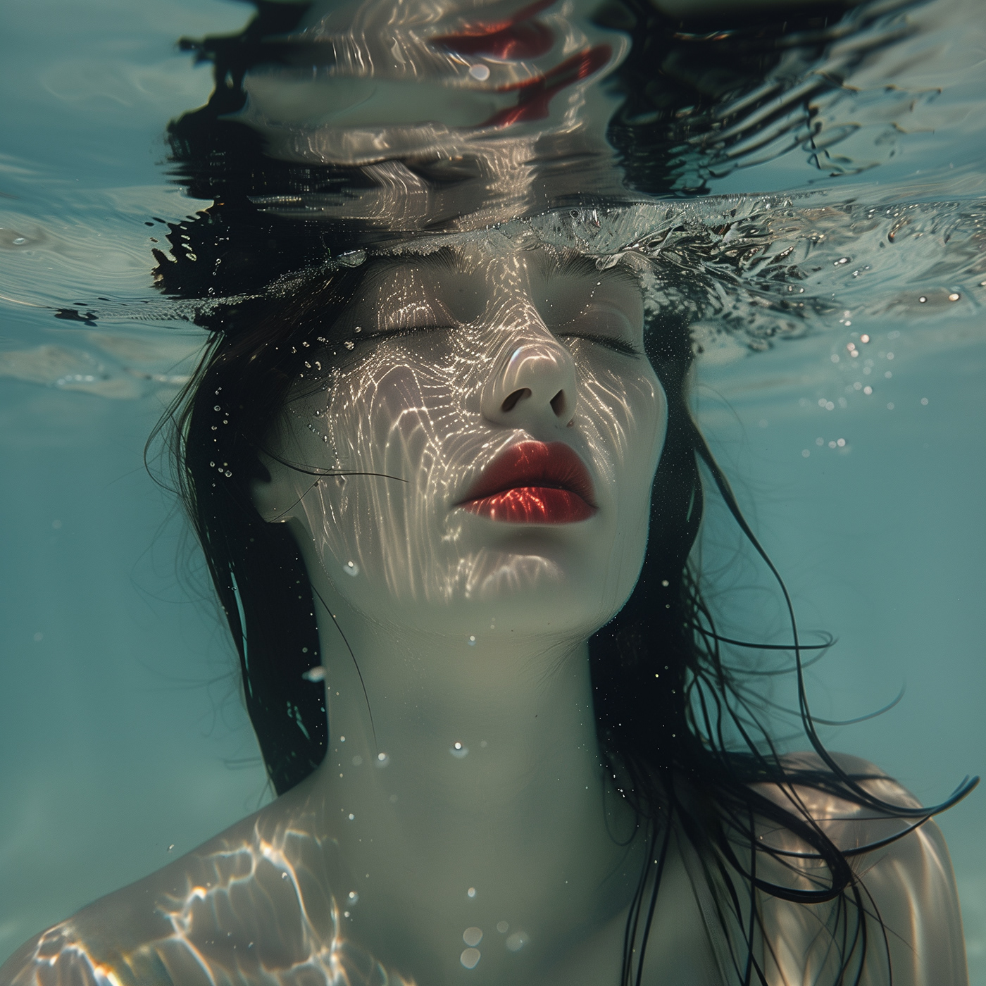 ai generated beauty photography made with midjourney, underwater