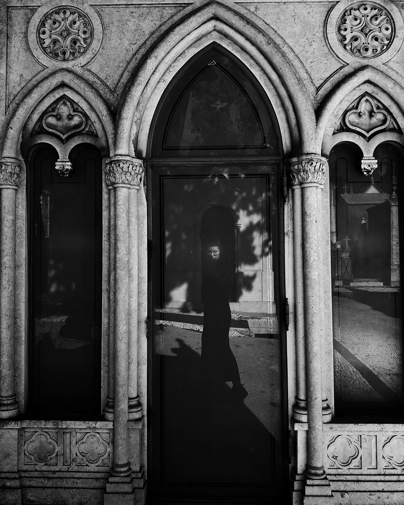 Photography  death cemetery black and white cross light Shadows Graves windows reflection