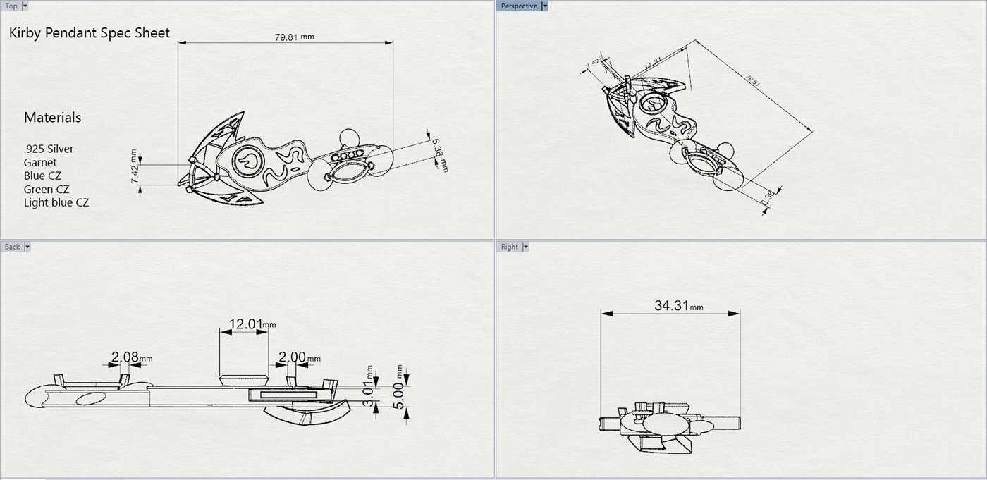 CAD Design Jewelry Design  kirby Nintendo pendant SCAD