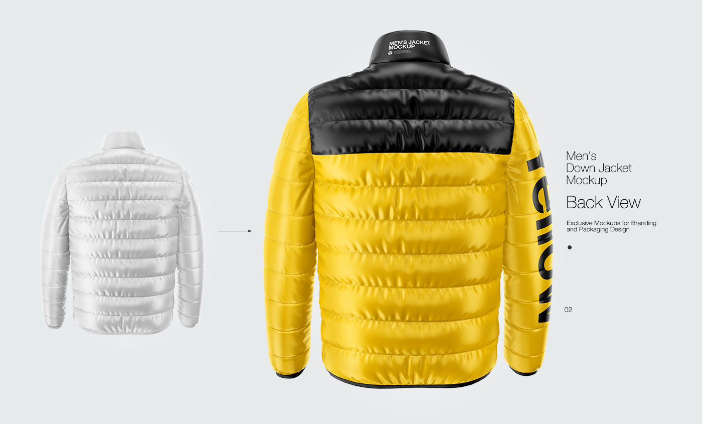 Active apparel outfit jacket Mockup psd yellowimages down jacket sport