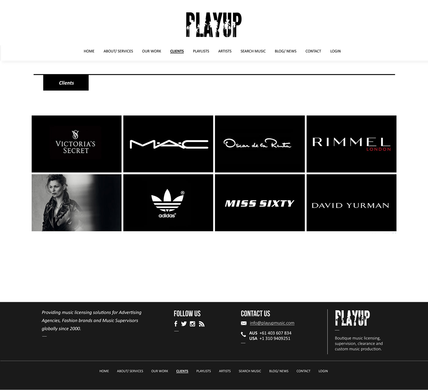 Web Design  Interaction design  music Music licensing Advertising  Fashion  play Website campaign creative