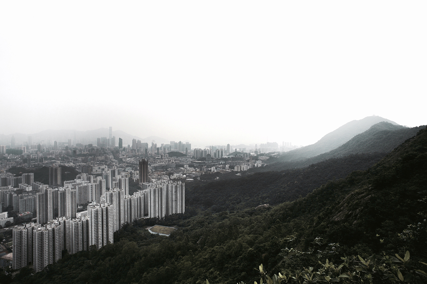 Hong Kong cityscape Urban streets Nature Landscape skyscrapers asia fog Cyberpunk