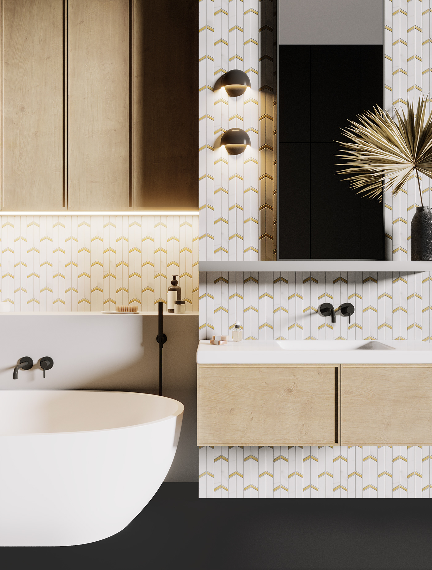 CGI dunin Hall Interior interior design  kitchen mosiac Render tiles visualization