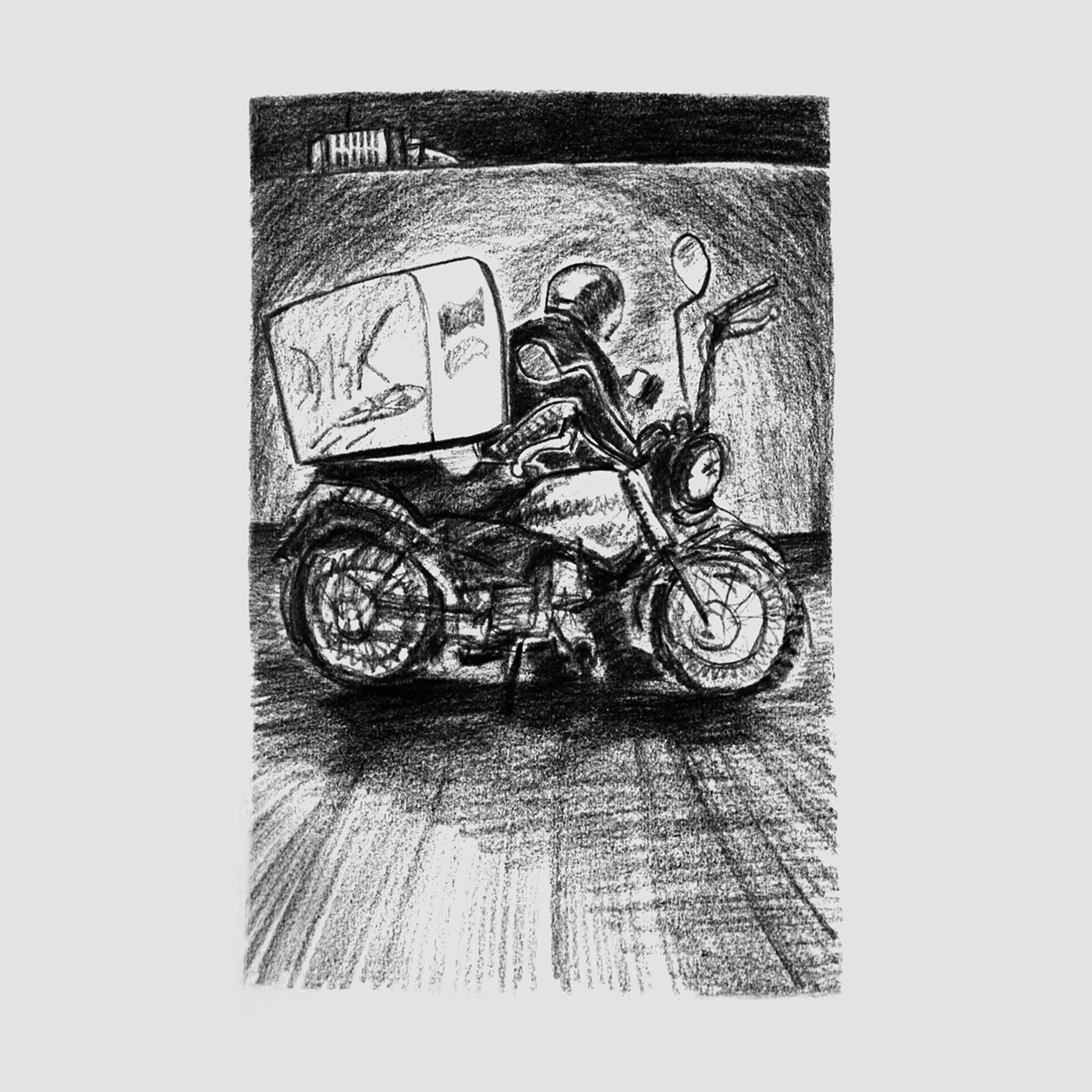 delivery motorcycle Bike night Urban city pencil