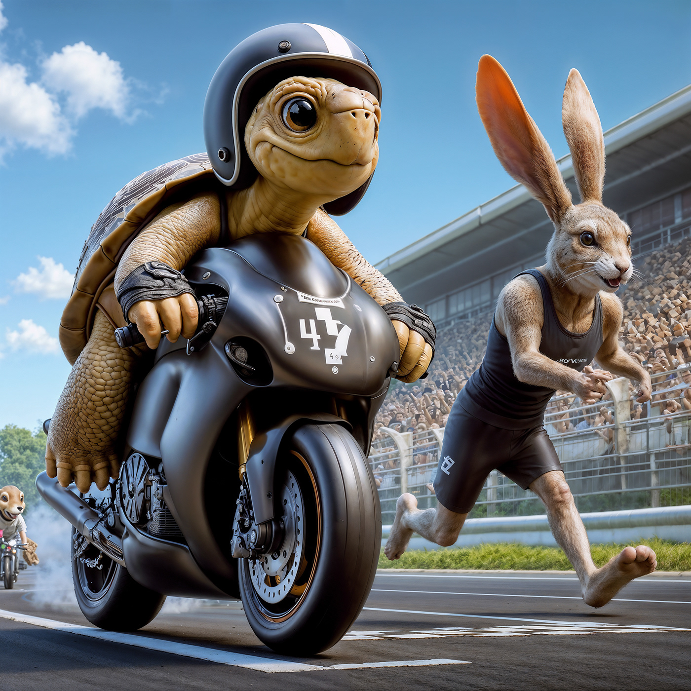 Racing hare tortoise Digital Art  ai generated art