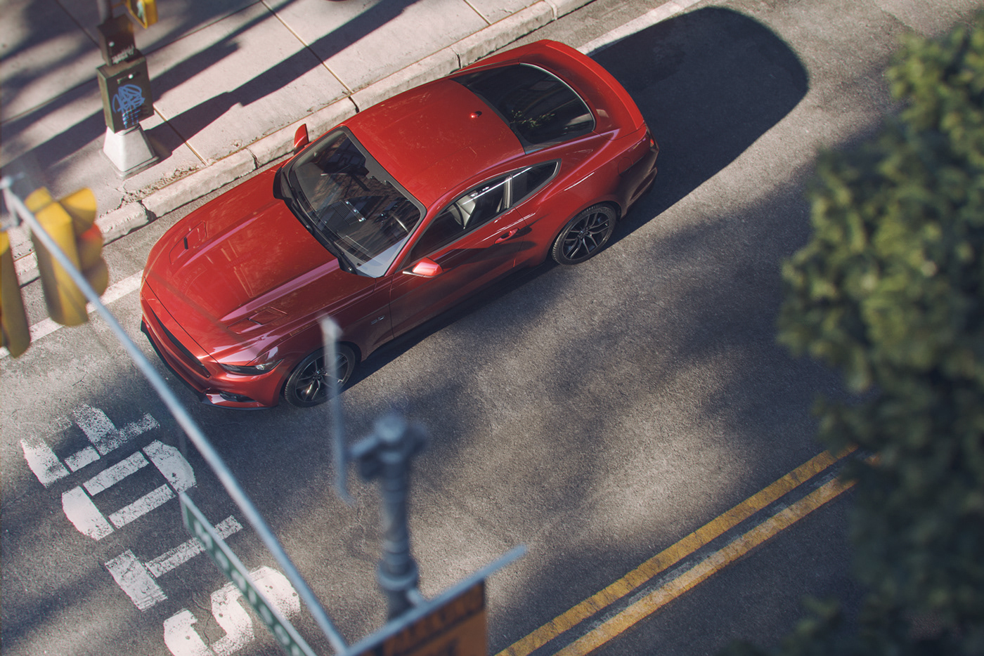 art automotive   car CGI coronarenderer creative Mustang newyork Render retouch