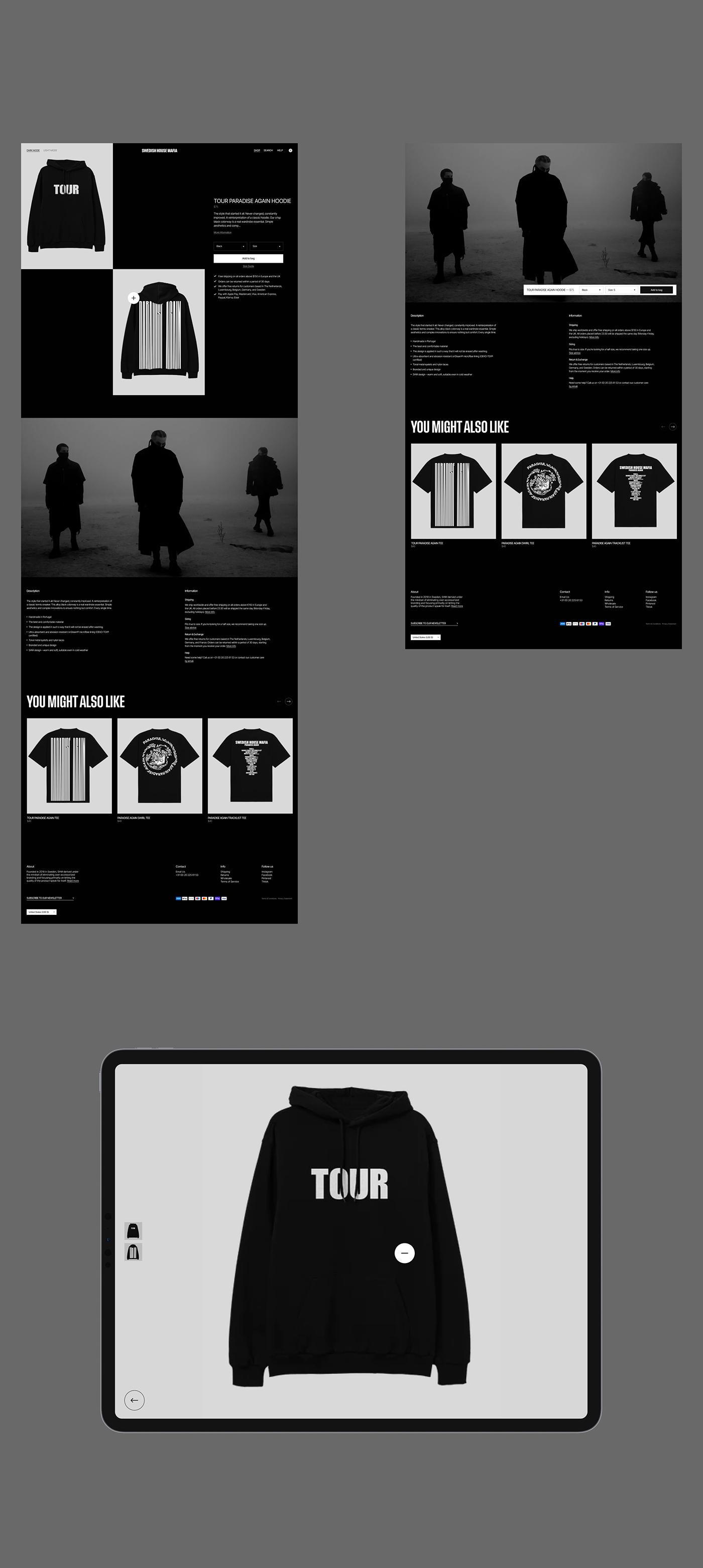 Swedish House Mafia Website Redesign. Product page. Desktop.
