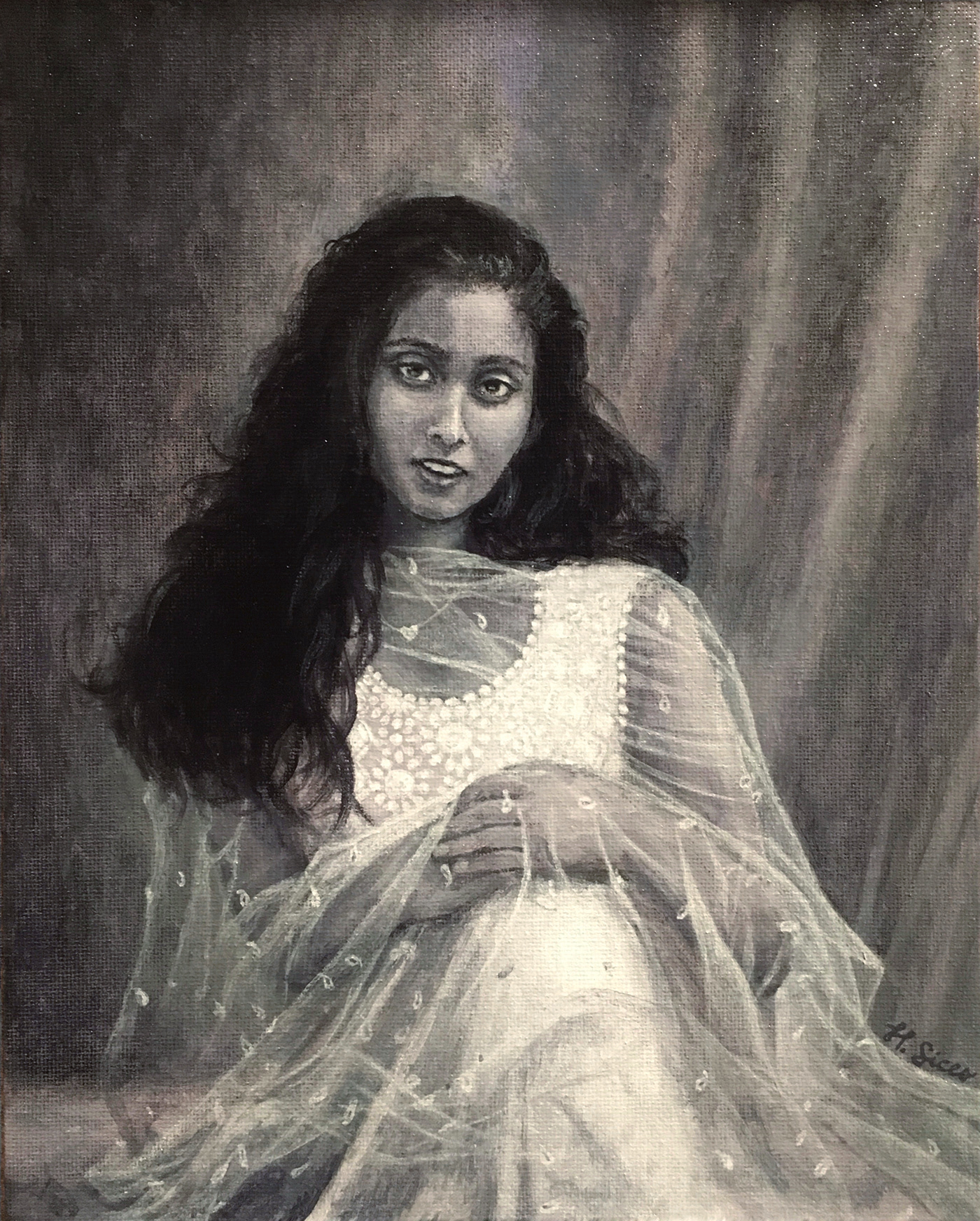 acrylic acrylic on canvas black and white canvas panel commission fine art painting   portrait traditional