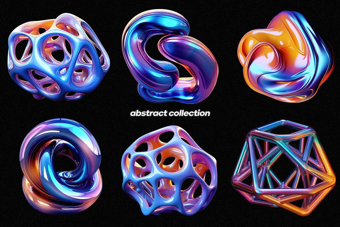 abstract iridescent holographic neon 3D Render visualization