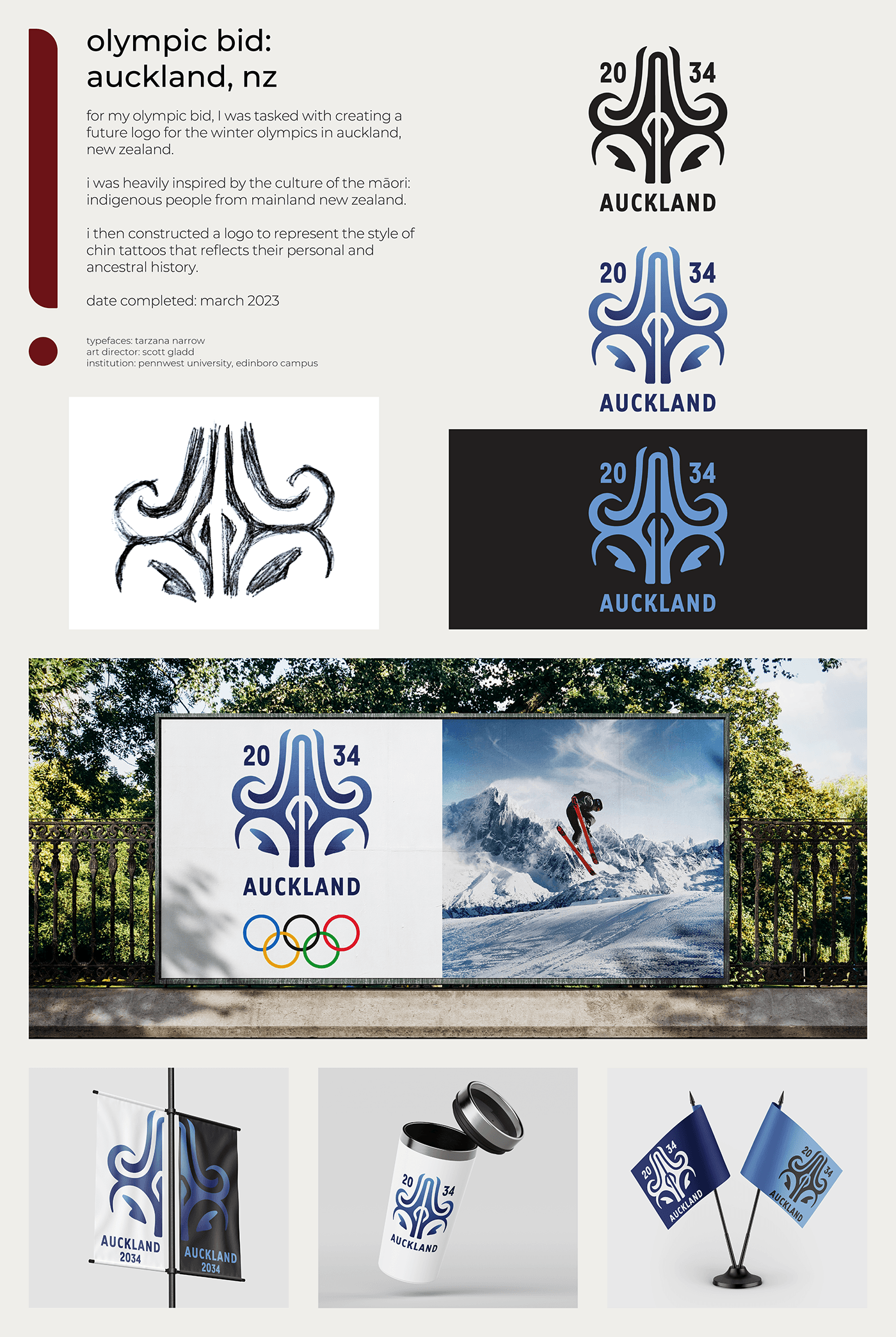 Olympics olympic bid Logo Design vector auckland Olympic Games maori culture New Zealand winter olympics