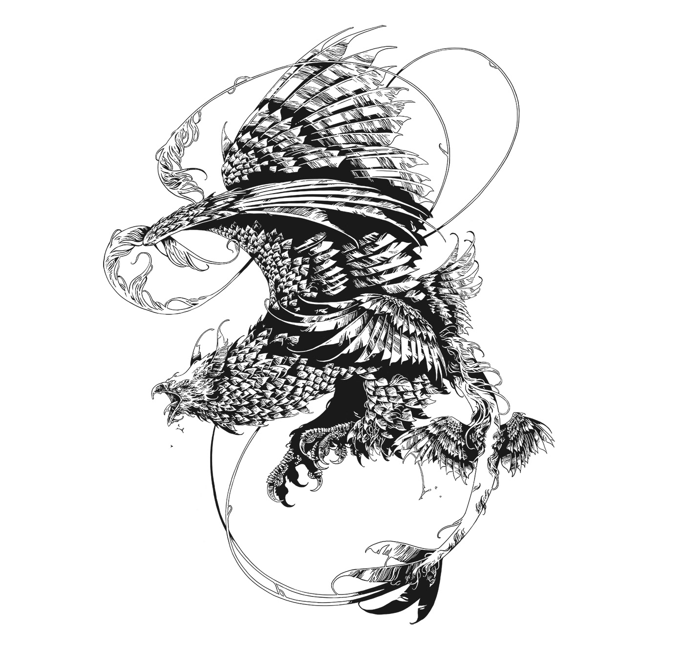 Ivan Belikov Procreate ipad pro Fantastic Beasts Bestiary creatures thunderbird zouwu occamy illustrations