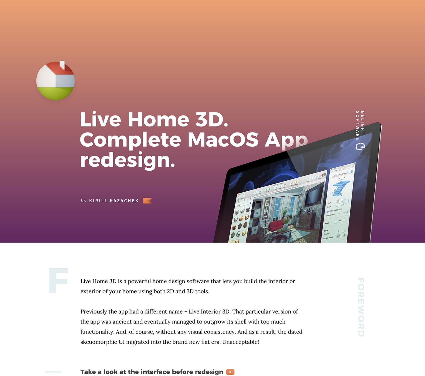 UI ux Interface Belight Software desktop app Live Home 3D Interior 3D icons macos