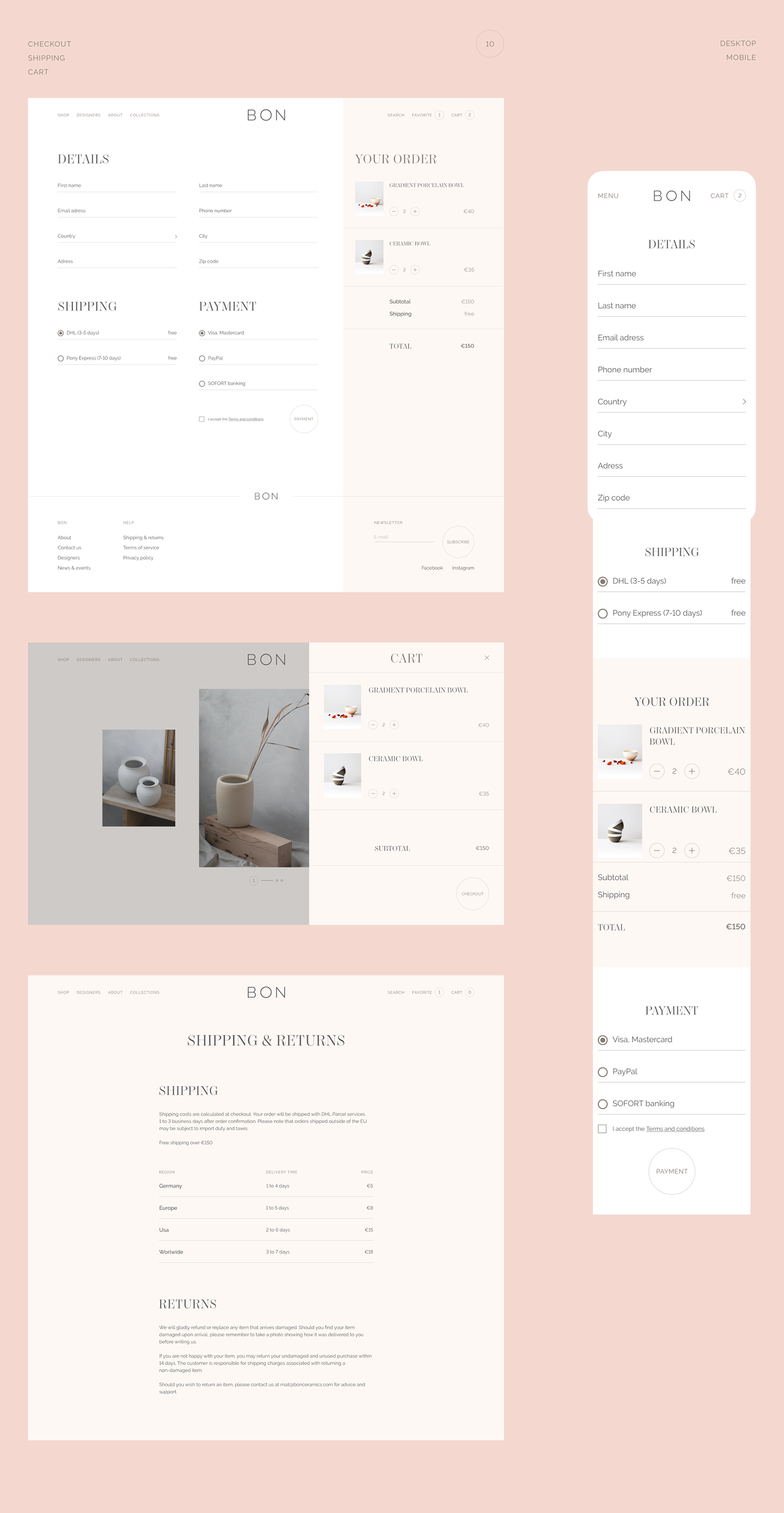 ceramics  Ecommerce minimal shop Webdesign clean online store
