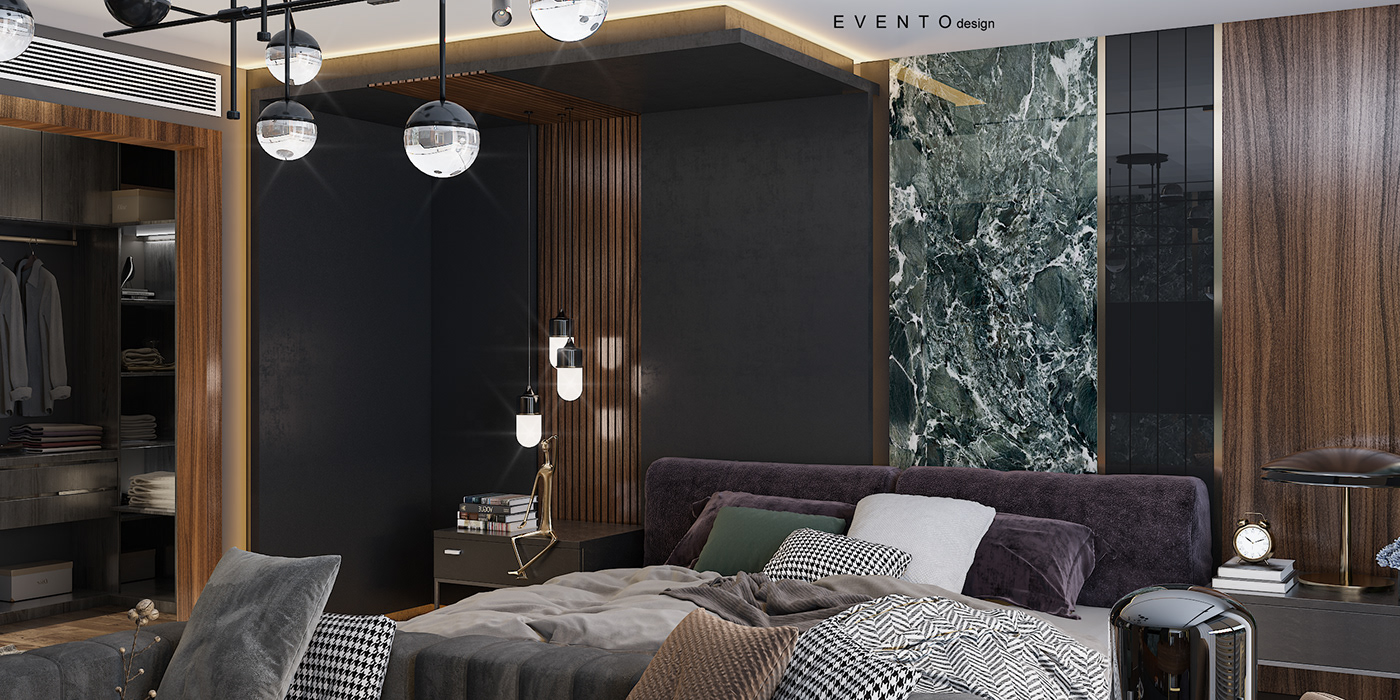 master bedroom design cotemporary dark mood 3ds max vray interior design 