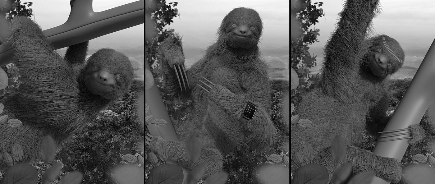 animal bear CGI forest Fur perezoso postproduction retouch Tropical sloth