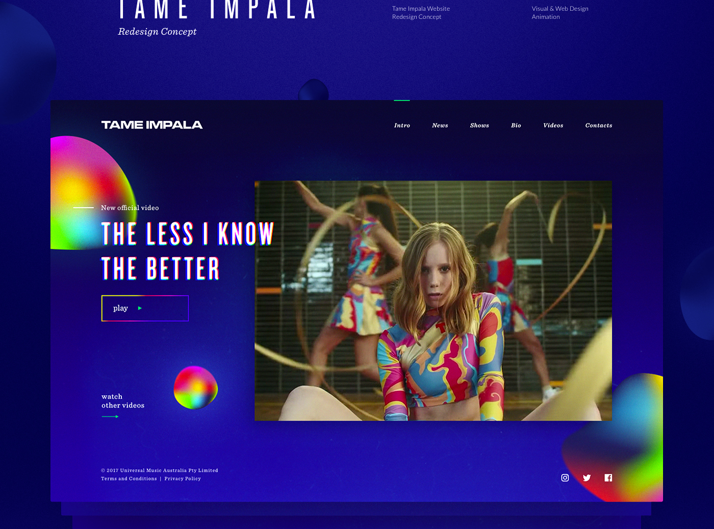 Contact Page screen design idea #273: Tame Impala - Redesign Concept