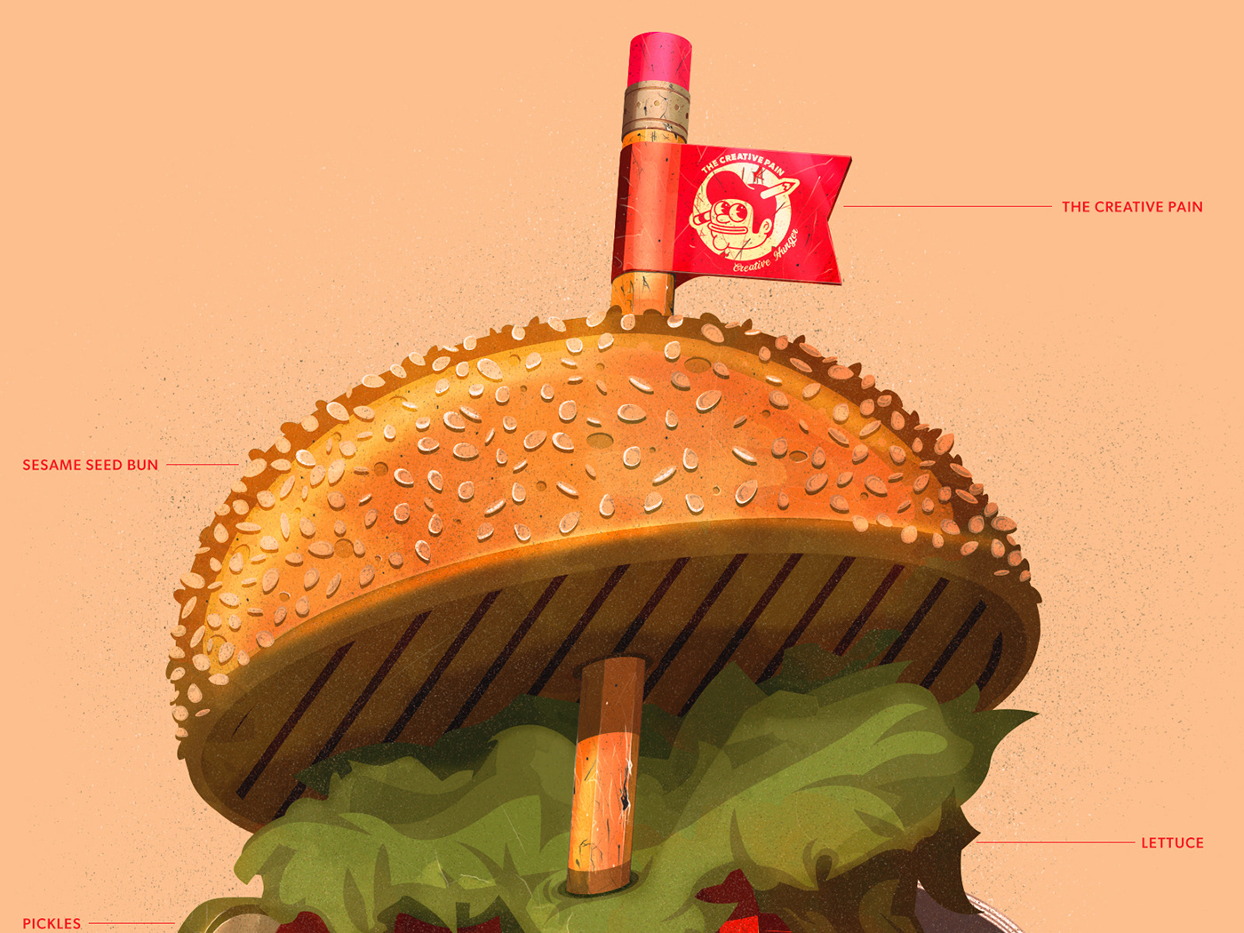 adobe Adobe Live cheese burger  ILLUSTRATION  photoshop summer time texture tutorial vector wacom