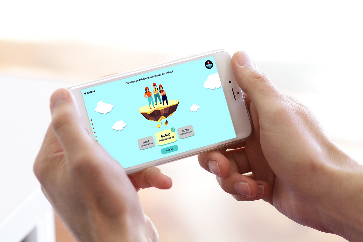 game interactive mobile construction ludique pédagogique UI Onboarding univers imaginaire