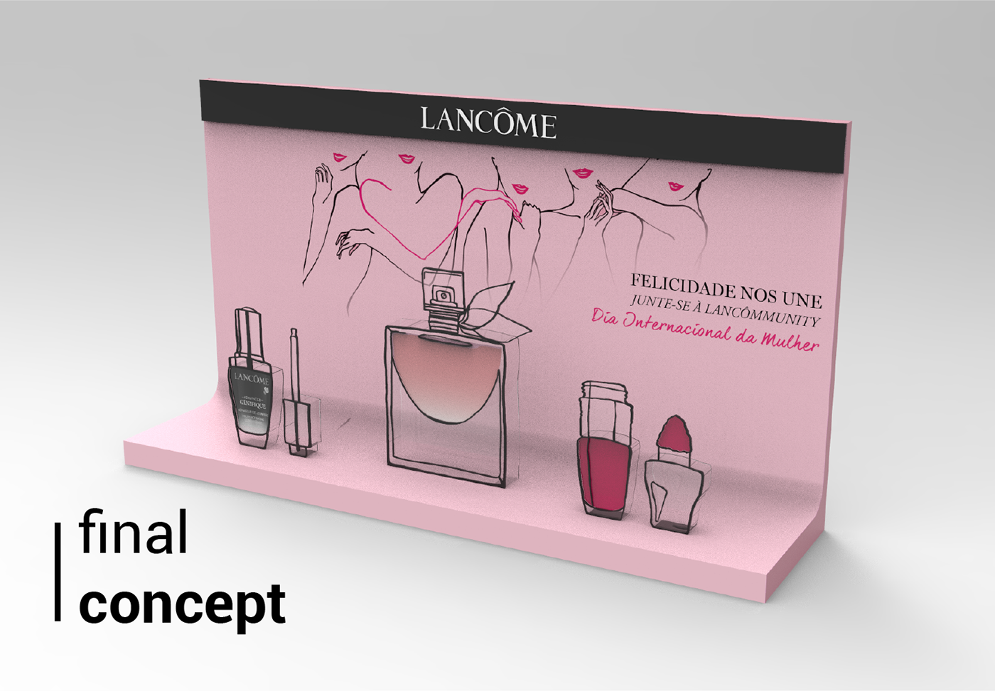 Retail Lancome perfume Fragrance women Loreal design marketing   store front window shop