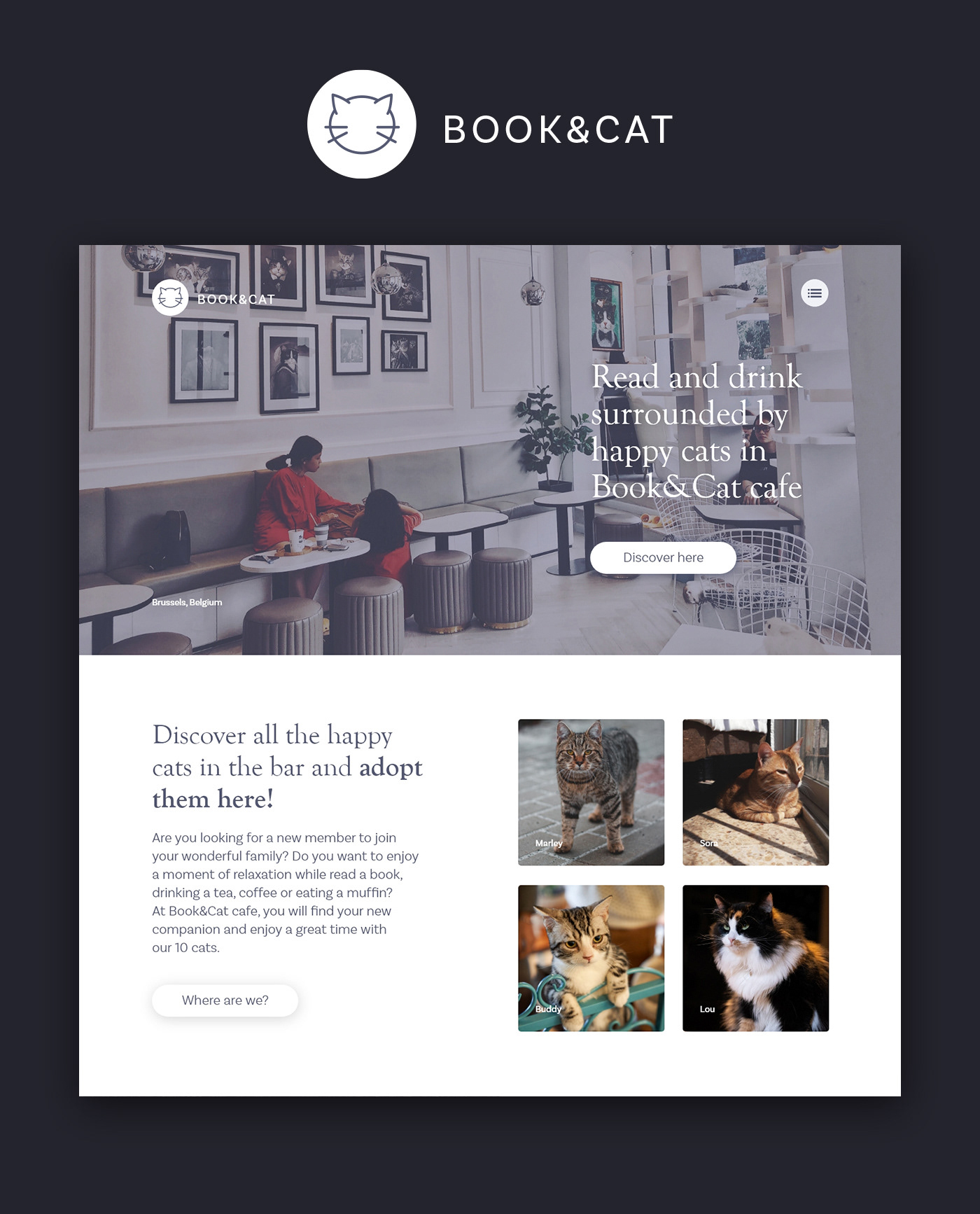 Cat uidesign uxdesign landing book&cat cafe design Web Webdesign page