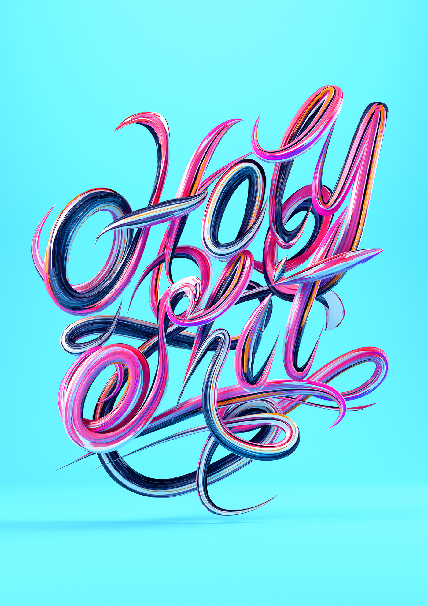 typography   type 3D CG lettering Script cursive cinema 4d octane Calligraphy  