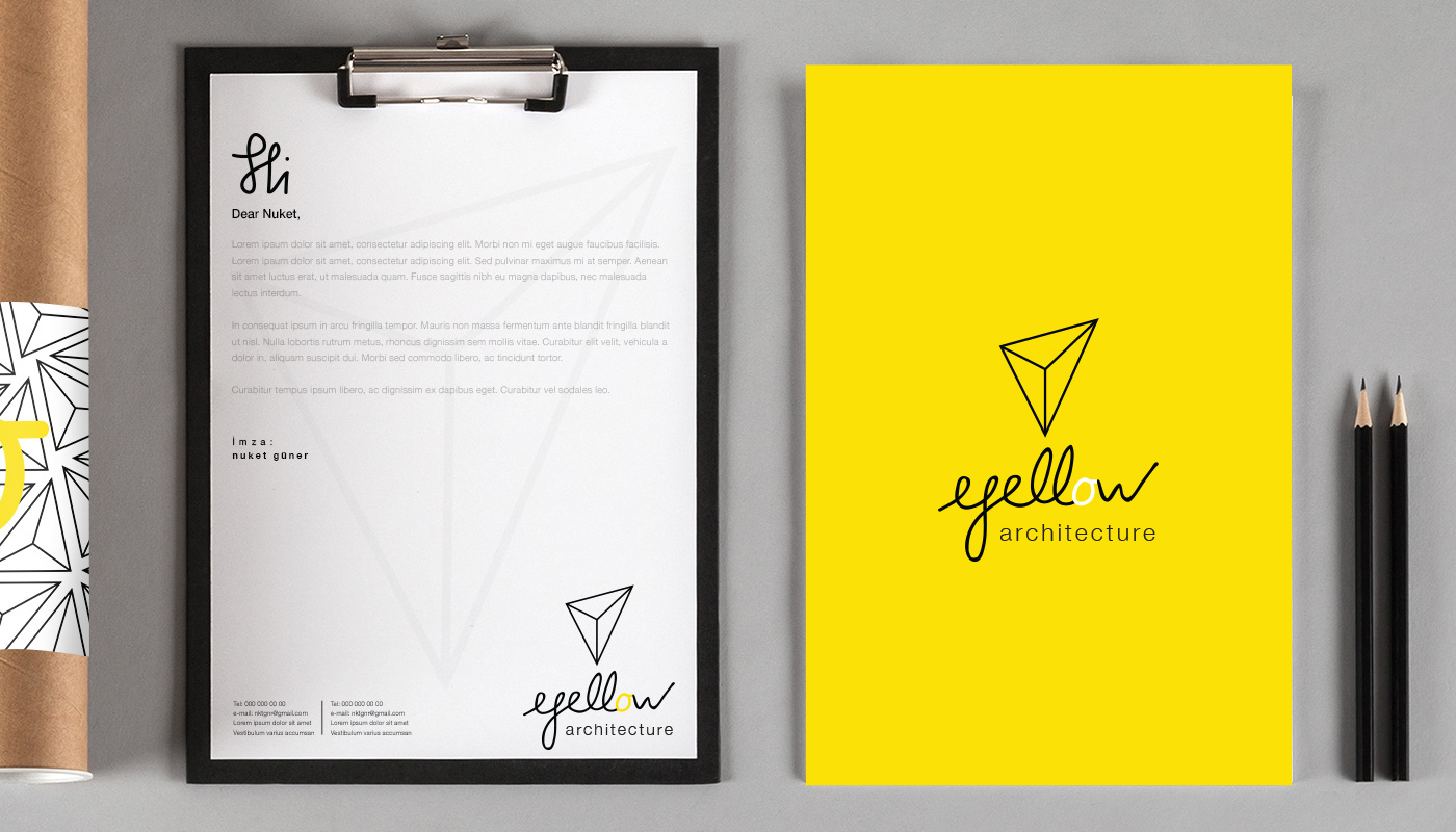 logo color yellow pattern White black Corporate Identity triangle personal card notebook